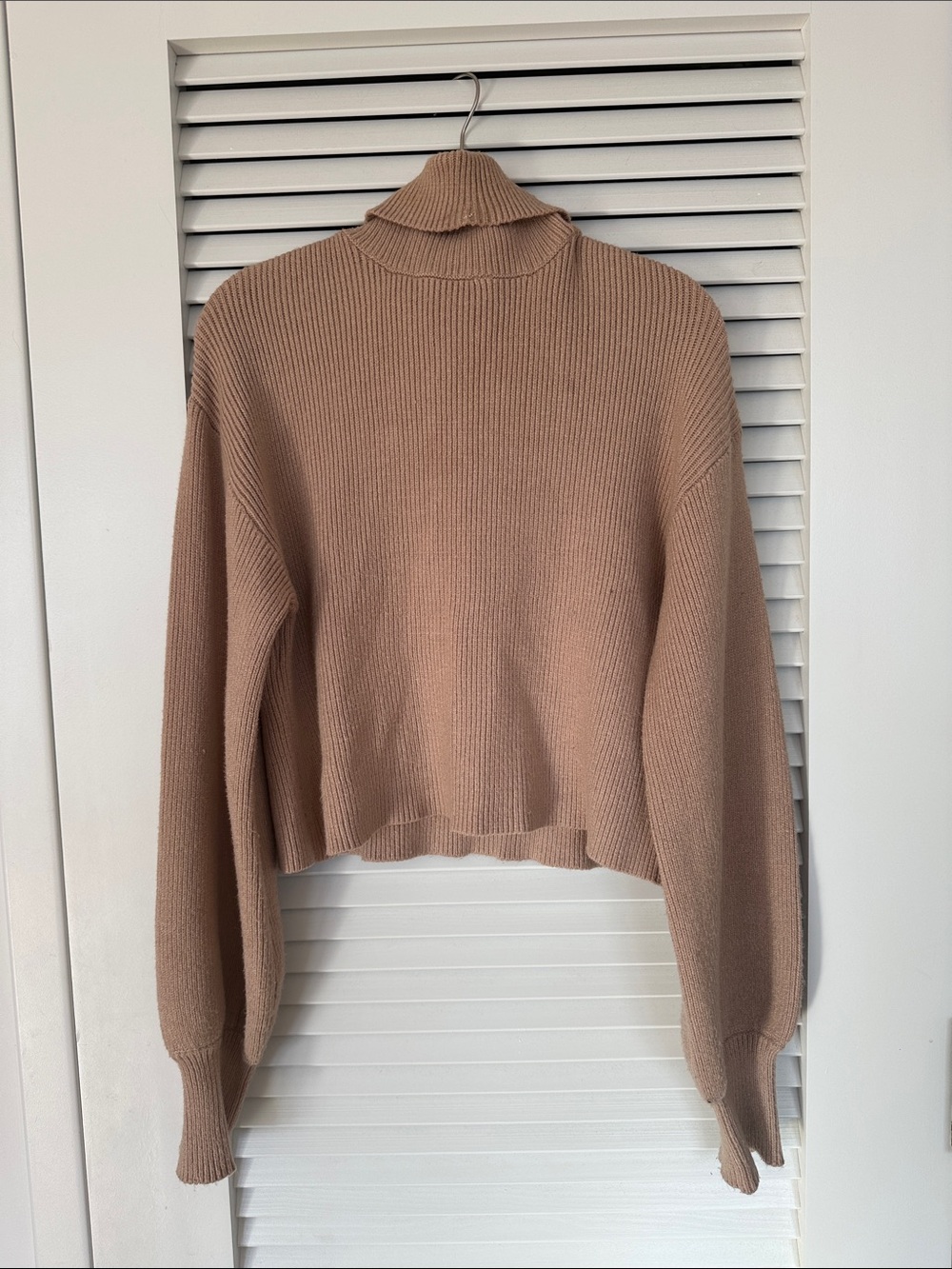 Forever 21 Cropped Ribbed Turtleneck Sweater in Camel